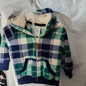 Carter's Blue and Green Plaid Kids Hoodie 6 months